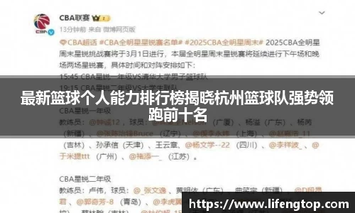 最新篮球个人能力排行榜揭晓杭州篮球队强势领跑前十名